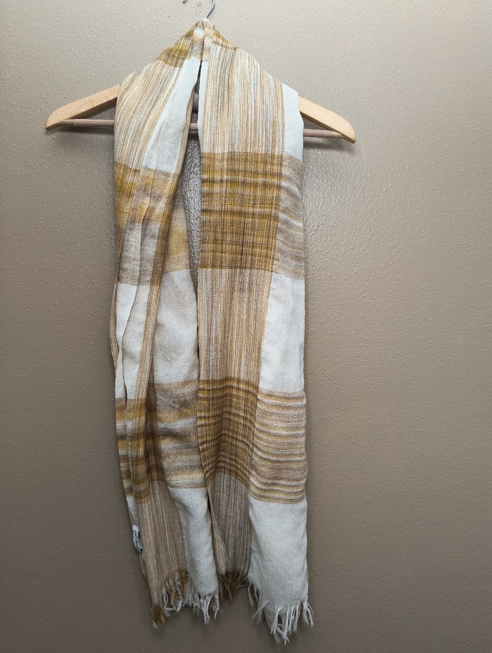 Ochre And Cream Wool Scarf